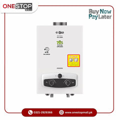 Super Asia GH-208 DI Auto Ignition Instant Water Heater Natural Gas Geyser 8 Liter Knobs For Tempreture & Weather Control Natural Gas Use Only Brand Warranty