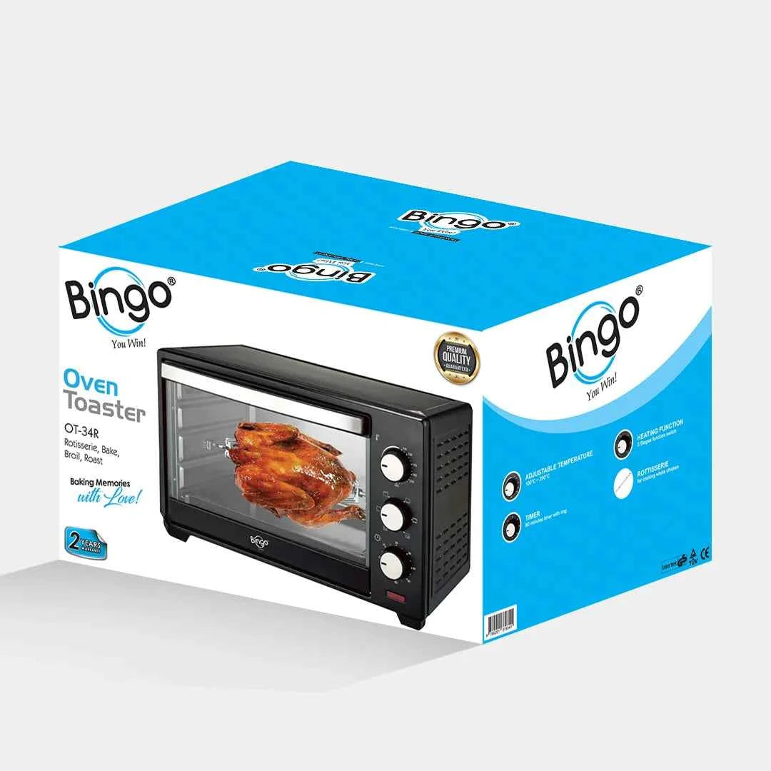 Bingo Oven Toaster OT-34R 34Ltr Black Temperature Control Rotisserie Function Brand Warranty