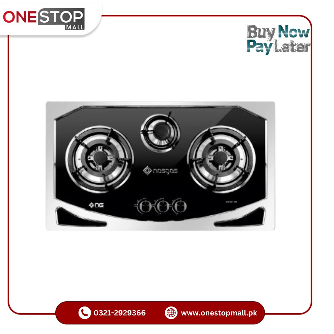 Nasgas Built In Hob DG-931 BK (Steel Top) Heavy gauge double shade  steel top 1 Year Brand Warranty