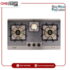 Nasgas Built In Hob DG-346 BK Double shade non magnet steel top Auto Ignition