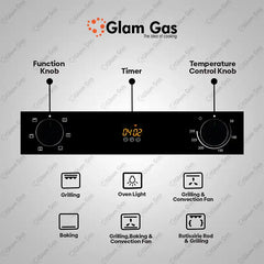 Glam Gas Built in Oven Black Forest Electric Conventional heat