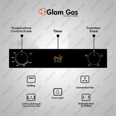 Glam Gas Built in Oven Black Forest Black Electric +Gas Conventional heat