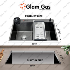 Glam Gas Life Style 57 Texture BK Kitchen Sink Waste Pipe Kit Soap Dispenser Brand Warranty
