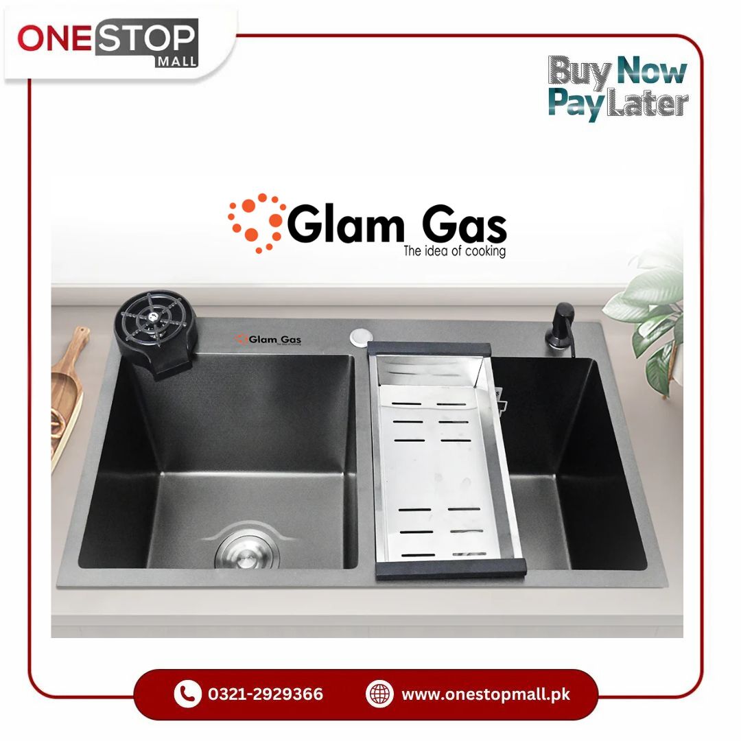 Glam Gas Life Style 57 Texture BK Kitchen Sink Waste Pipe Kit Soap Dispenser Brand Warranty