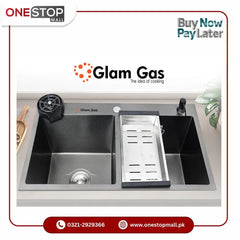 Glam Gas Life Style 57 Texture BK Kitchen Sink Waste Pipe Kit Soap Dispenser Brand Warranty