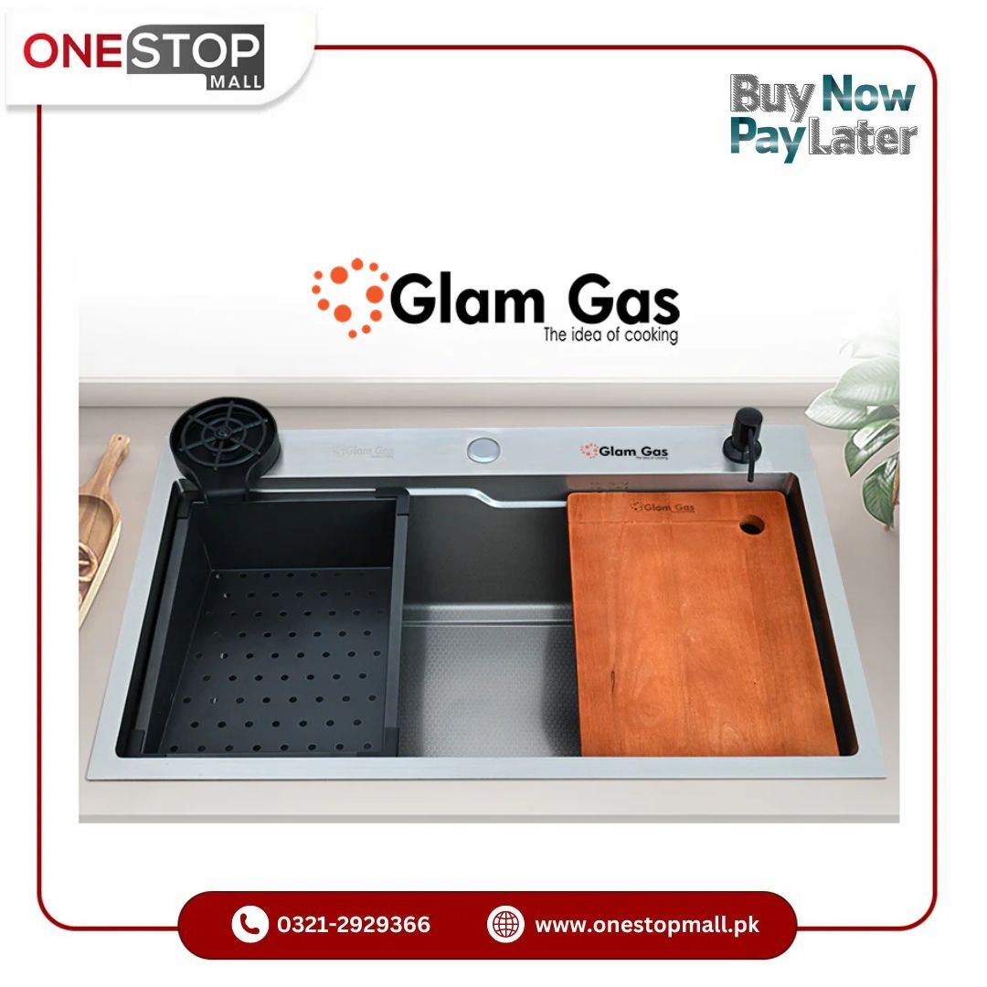 Glam Gas Life Style OBL kitchen Sink Glass Washer Cutting Board Brand Warranty