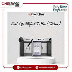 Glam Gas LIFE STYLE-57-BOX (Texture) kitchen Sink Glass Washer S.S Basket Brand Warranty