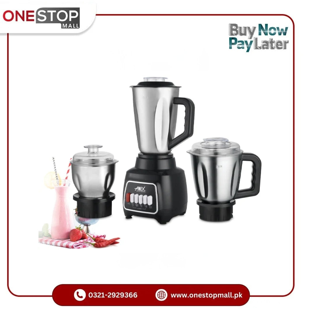 ANEX AG-6139SS Blender Grinder 2 in 1 Stainless Steel Blades Brand Warranty