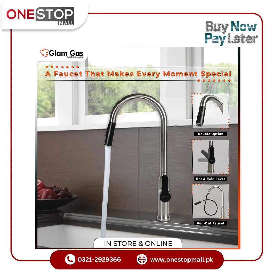 Glam Gas Faucet (Faucet Aqwa-12) Imported Aerater Stainless Steel Flexible Hose Brand Warranty