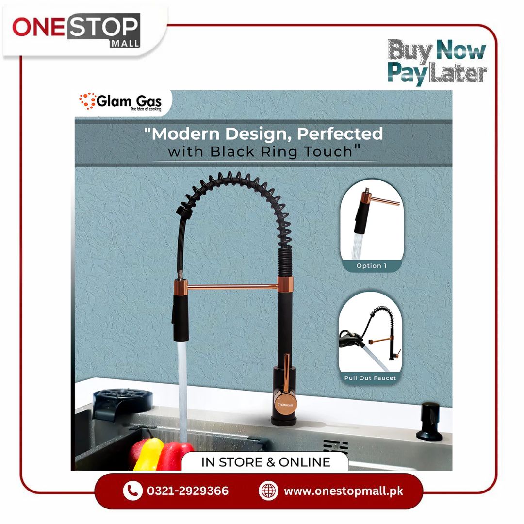 Glam Gas Faucet (Faucet Ring-12) Pull out System Imported Aerater Stainless Steel Flexible Hose Brand Warranty