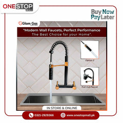 Glam Gas Faucet (Faucet Wall 11-12 Ring Black) Imported Aerater Stainless Steel Flexible Hose Brand Warranty