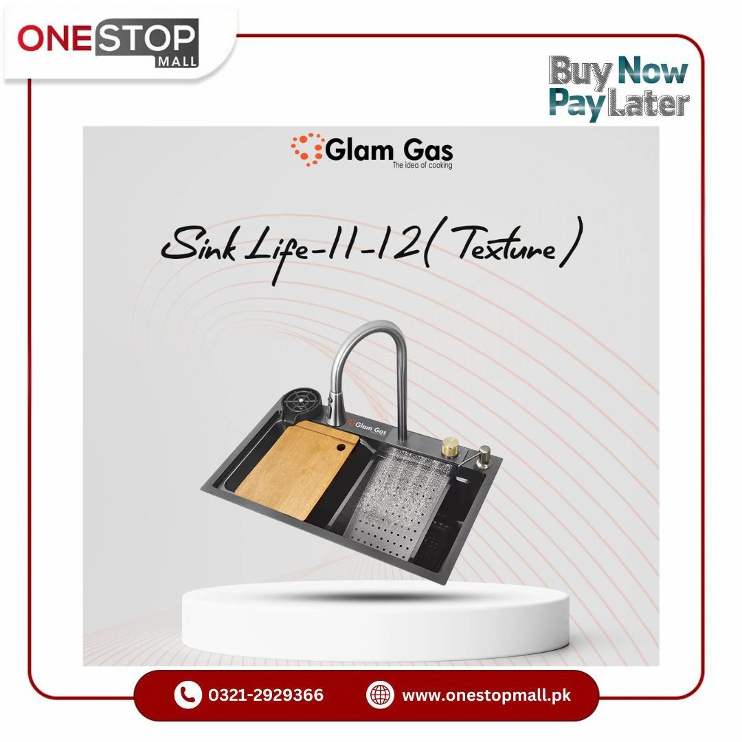 Glam Gas Life Style 11-12 (Texture) Water Fall Waste Pipe Kit S.S Basket 1 Year Brand Warranty