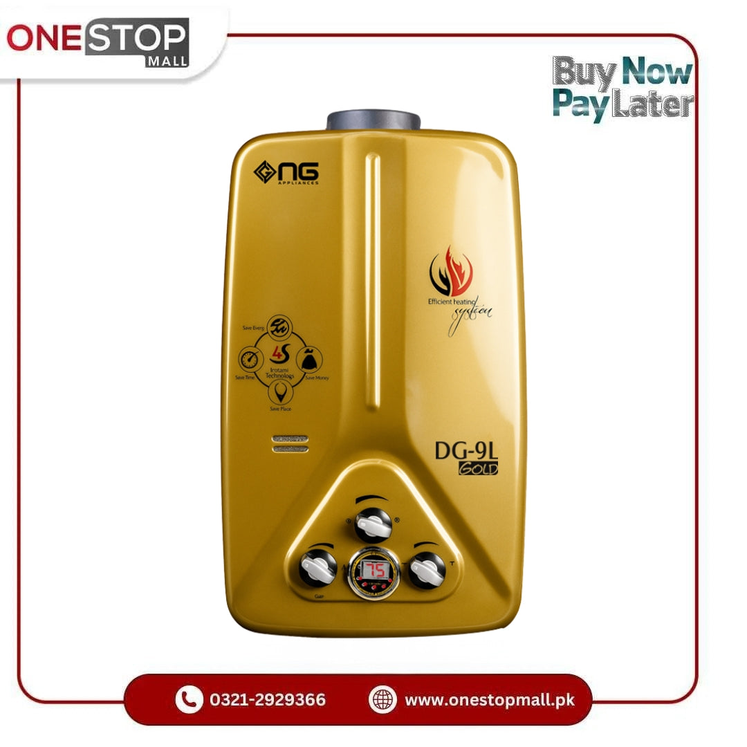 Nasgas DG-99 GOLD MODEL 9 Liter Instant Water Heater Natural Gas Geyser Auto cut-off protection device With Adapter