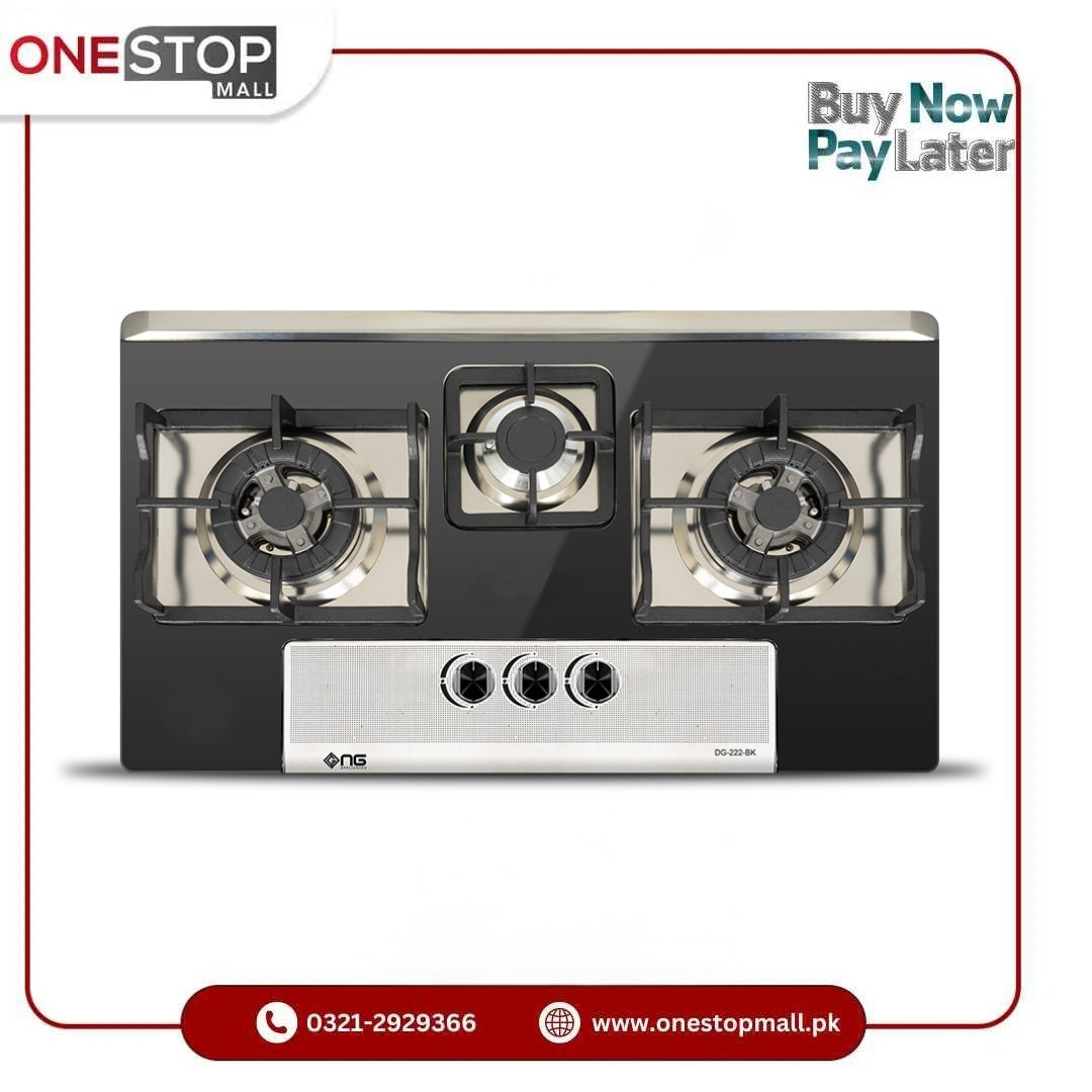 Nasgas Built In Hobs DG-222 BK (Steel Top) Heavy Gauge Double Shade Steel Top 1 Year Brand Warranty