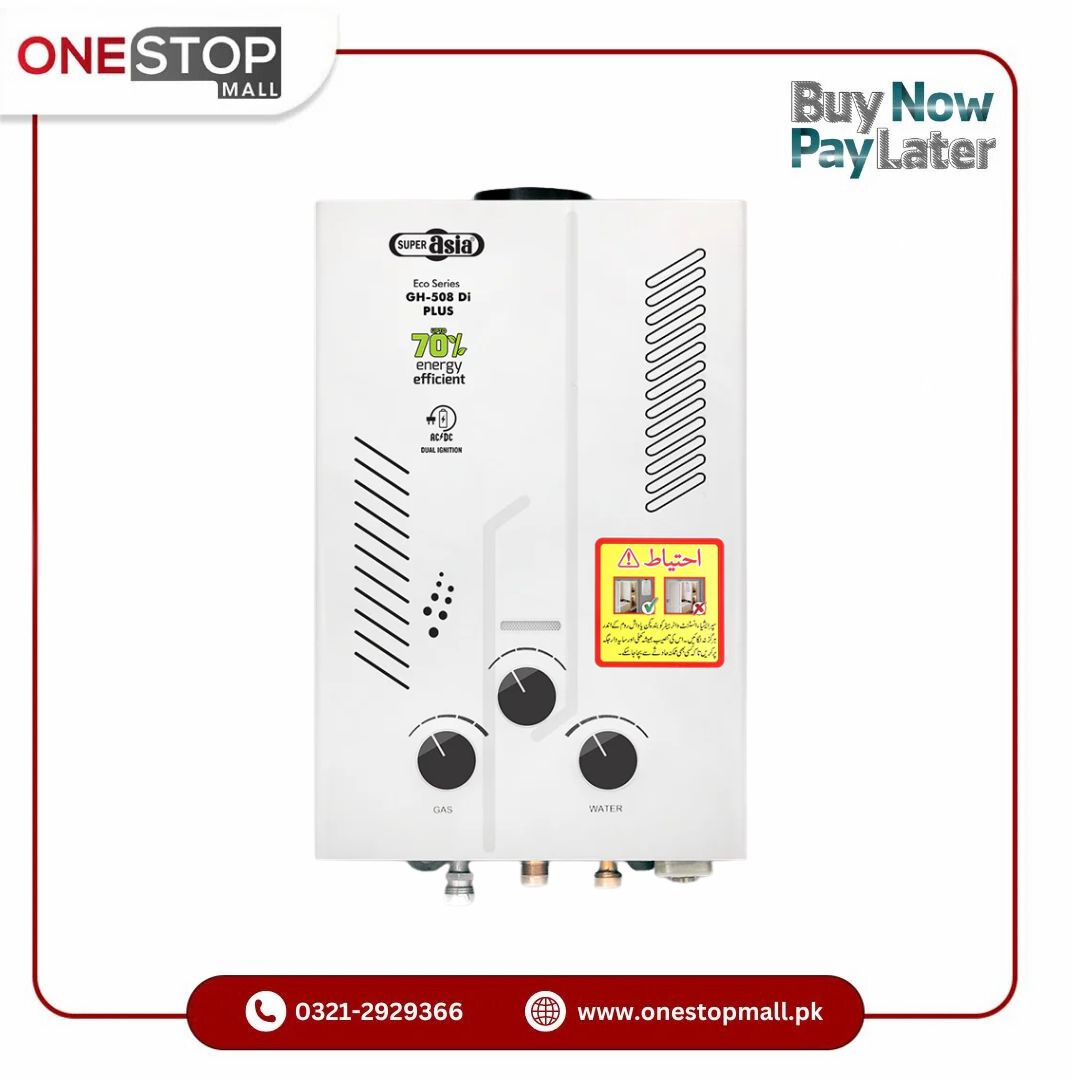 Super Asia Instant Water Heater GH-508Di LPG Automatic ignition system temperature & weather control Brand Warranty