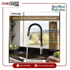 Glam Gas Faucet (Faucet Aqwa-11) Imported Aerater Stainless Steel Flexible Hose Brand Warranty