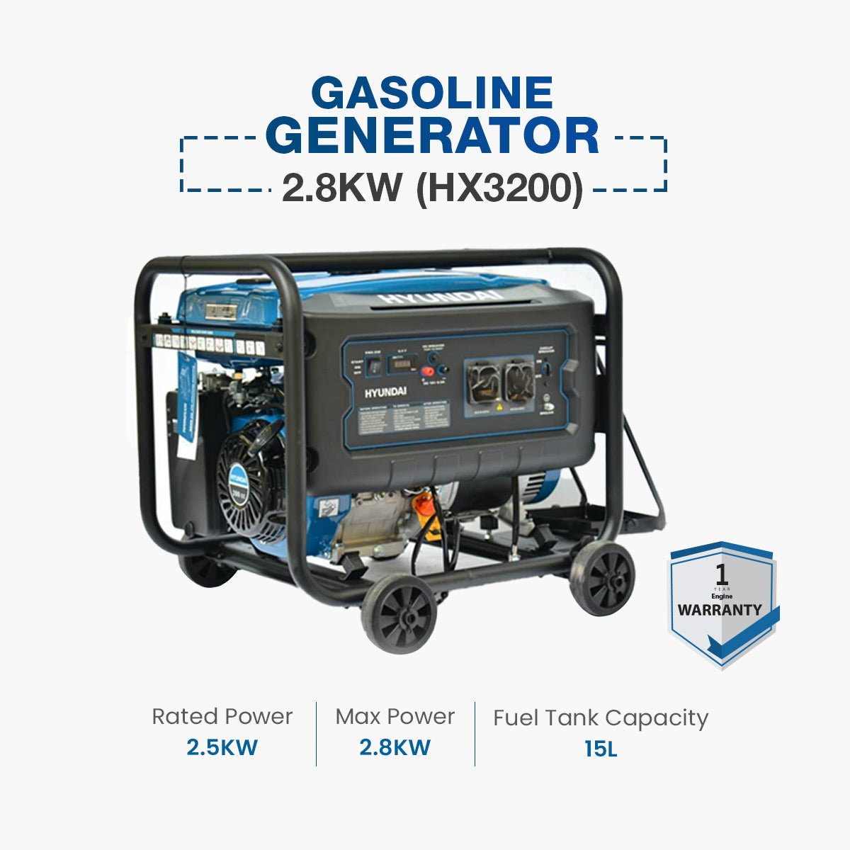 Hayundi Gasoline Generator 2.8KW (HX3200) 1 Year Brand Warranty