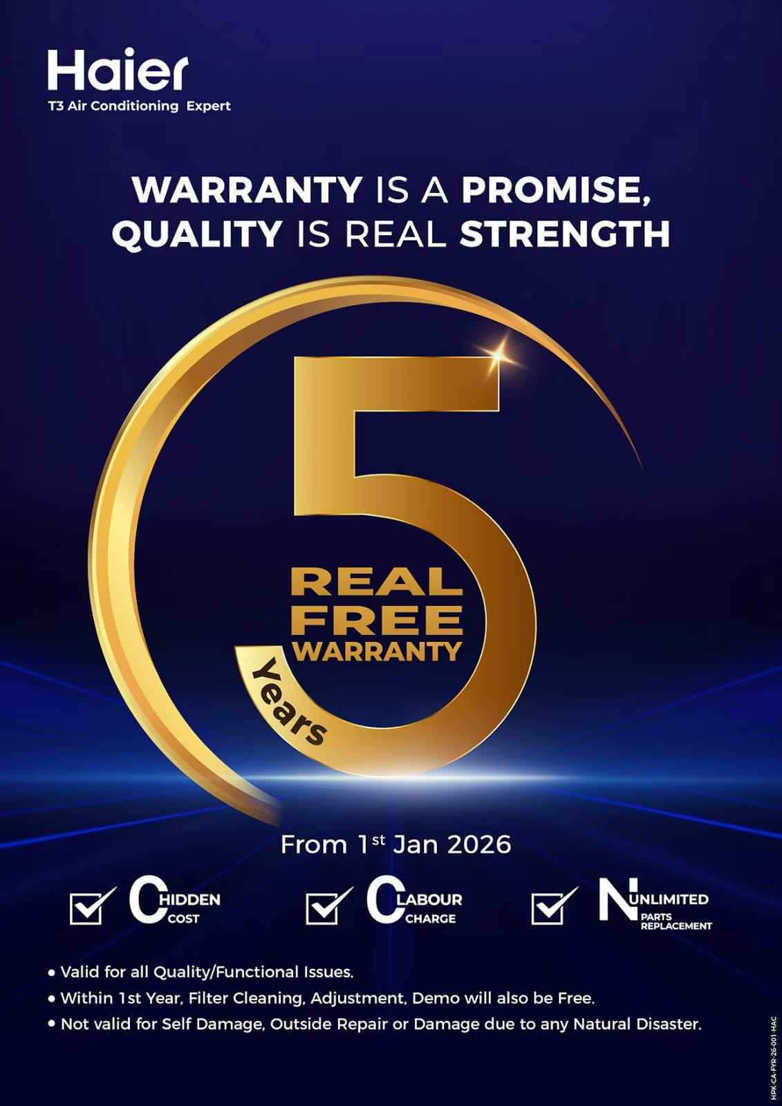 Haier 1.5 Ton HSU-19HFAB Air Conditioner T3 Series Heat and Cool (Grey) 10 Years Warranty