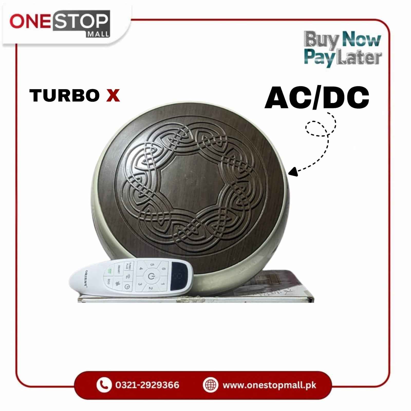 Orient Ceiling Fan AC DC TURBO X MODEL 56'' with (30WATTS OPTIONS) Brand Warranty