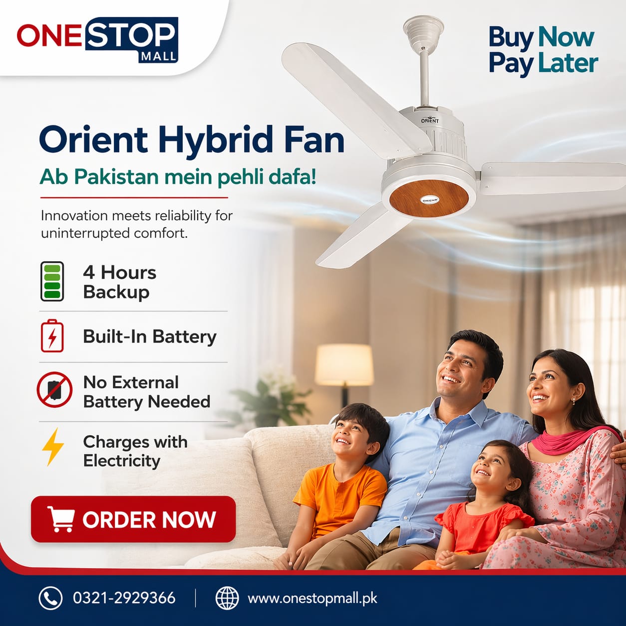 Orient Hybrid Fan with Built-in Battery Ceiling Fans 1st time in Pakistan a new technology of Fan