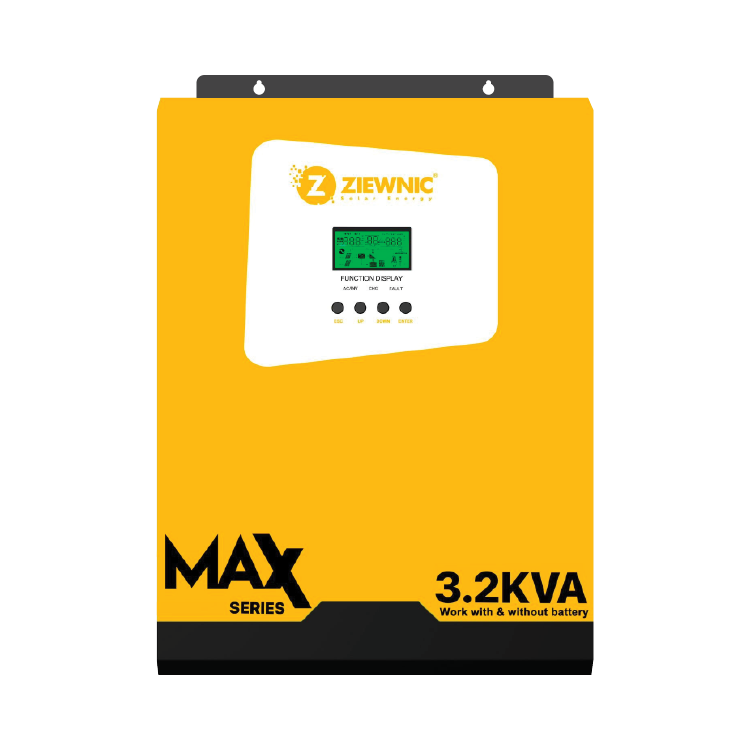 ZIEWNIC MAX - PV4200 (3.2 KVA) SOLAR HYBRID INVERTER Running With Battery & Without Battery 100% Pure Sine Wave Solar Inverter  5 Years Brand Warranty