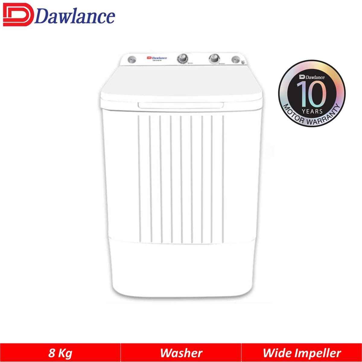 Dawlance Washing Machine 10KG DW 6100W Semi Automatic White 10 Years Brand Warranty