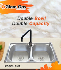 Glam Gas F-02 Kitchen Sink Stainless Steel Waste Pipe Kit Brand Warranty