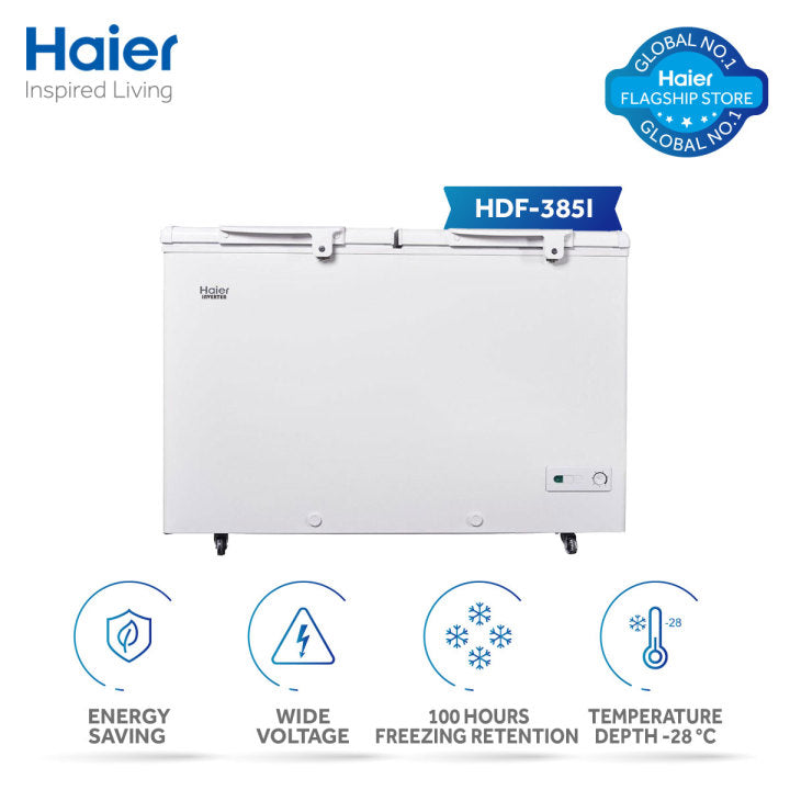 Haier Deep Freezer 13.60 Cu Ft/Inverter/Double Door Series/HDF-385I (Inverter+Balanced Cooling+Super Freeze Function+Ref&DF Separate) Deep Freezer