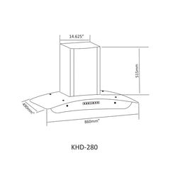 Nasgas Kitchen Hood KHD-280 Touch Panel Front & top 5mm Tempered Glass  1 Year Brand Warranty