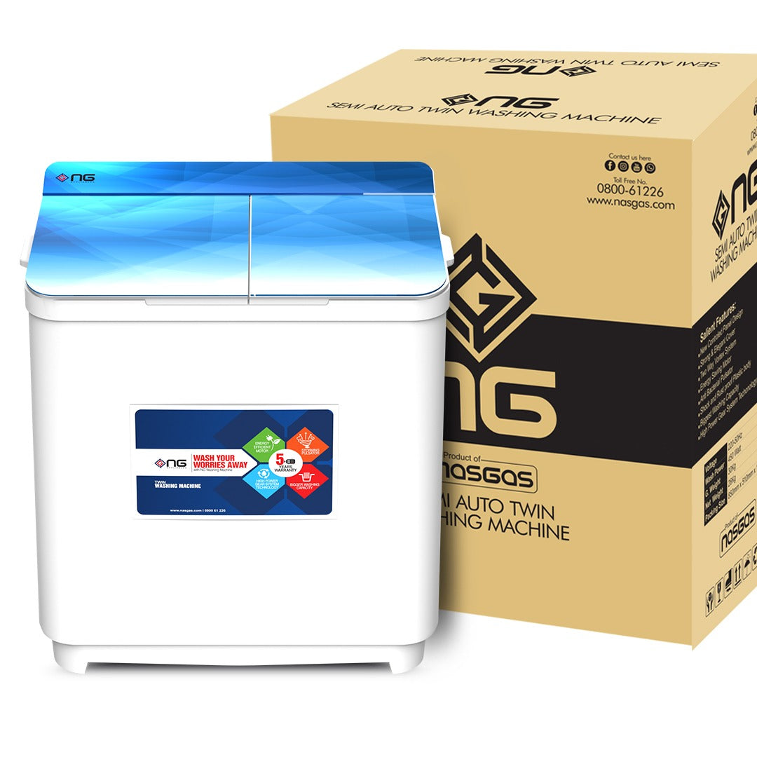 Nasgas Washing Machine NWM-501  Glass top with digital printing tempered glass 3mm thickness 1 Brand Warranty