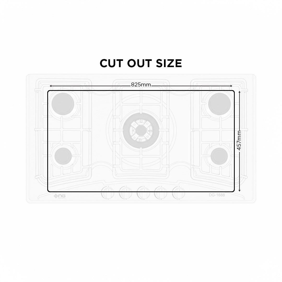 Nasgas Built In Hob DG-555 (Steel Top) Heavy gauge non magnet steel top 1 Year Brand Warranty