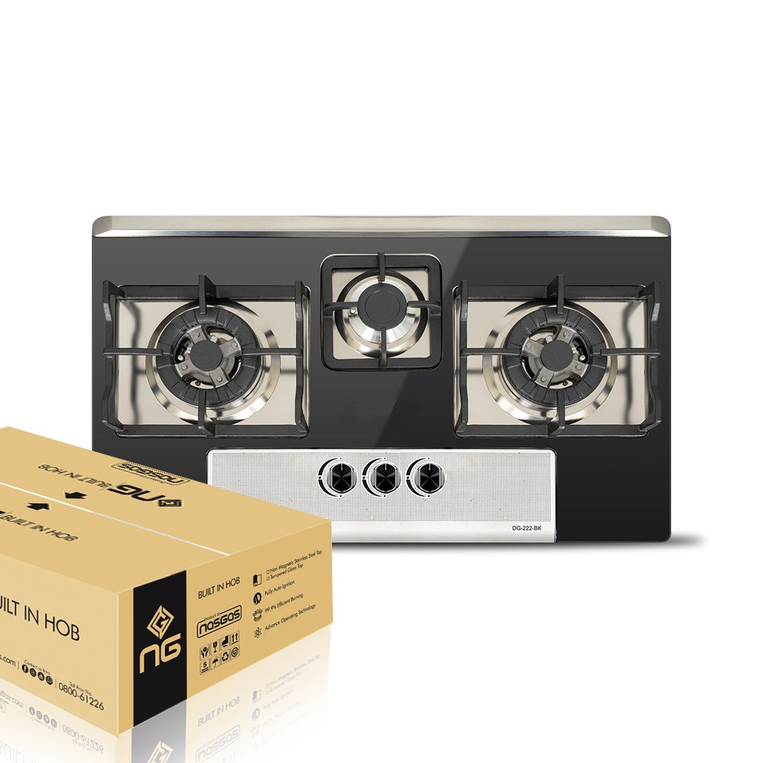 Nasgas Built In Hobs DG-222 BK (Steel Top) Heavy Gauge Double Shade Steel Top 1 Year Brand Warranty