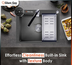 Glam Gas Sink Lifestyle 11 BK (Texture) Single Kitchen Bowl Stainless steel sink Brand Warranty