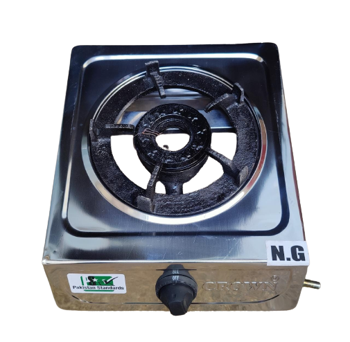 Crown LPG Stove CR D-700 Table Top Panel Material: Stainless Steel