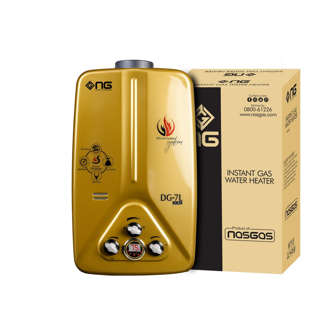 Nasgas DG-77 GOLD MODEL 7 Liter Instant Water Heater Natural Gas Geyser Auto cut-off protection device