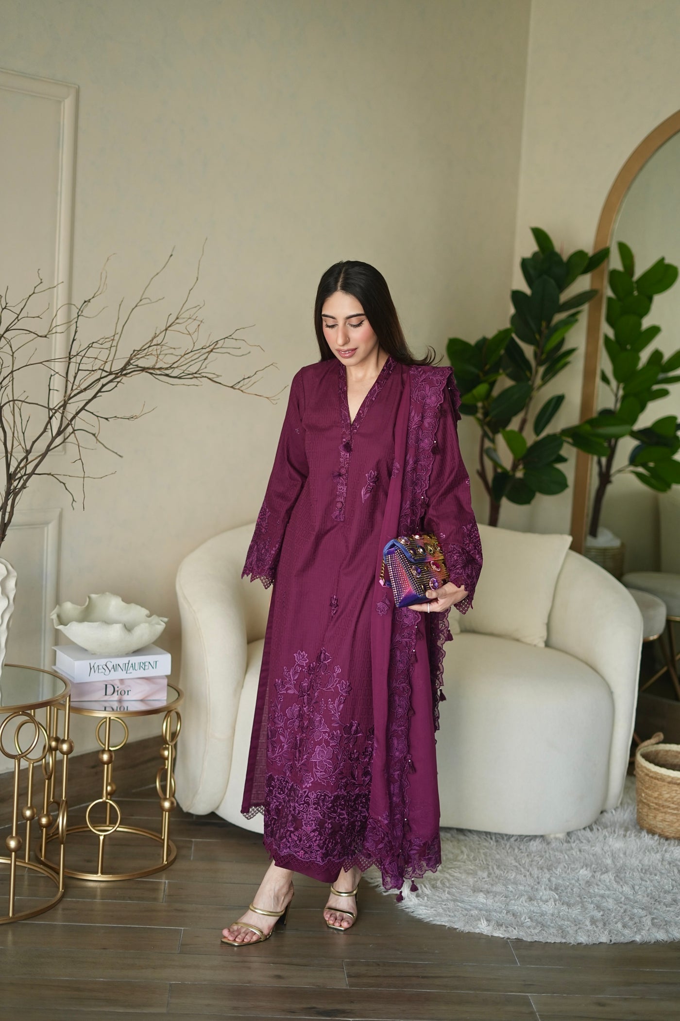 03 Piece Unstitched Embroidered Festive Eid Collection - Design 16