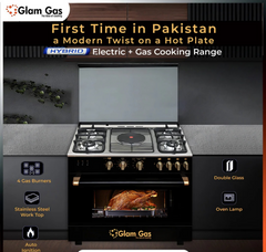 Glam Gas Cooking Range Hybrid 34 Double Tempered Glass Auto Ignition (Natural Gas & LPG) Brand Warranty