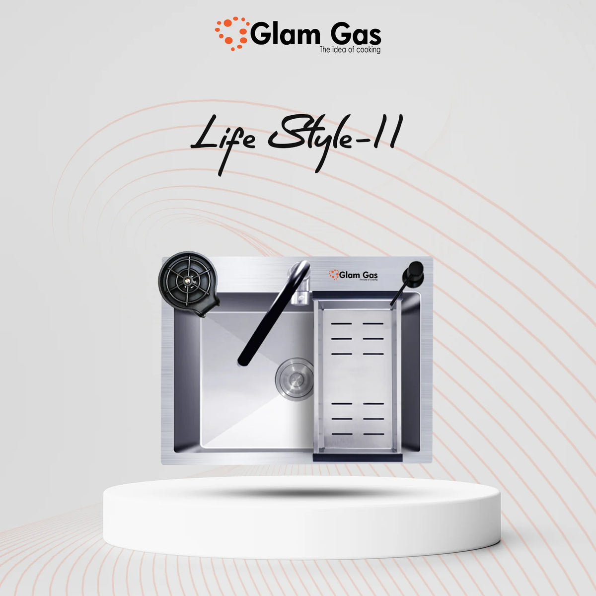 Glam Gas Lifestyle 11 | Glam Gas Sink | Stainless steel sink | Kitchen Sink | Single Kitchen Bowl | Kitchen Basin   1 Year Brand Warranty