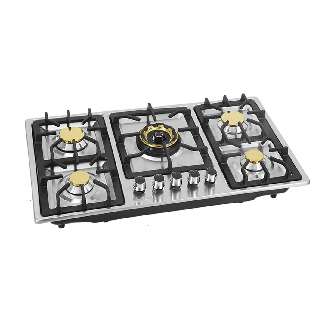 Murphy Built in Hob (5 BURNERS) Auto ignition 2 In 1 Natural Gas & LPG Gas Use Heavy Gauge Stainless Steel Imported Metal Knobs