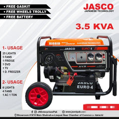 Jasco Riggid Driven By Jasco 3.5 Kva Gas Oilne Generator With Built In Battery Waheels And Gas kit