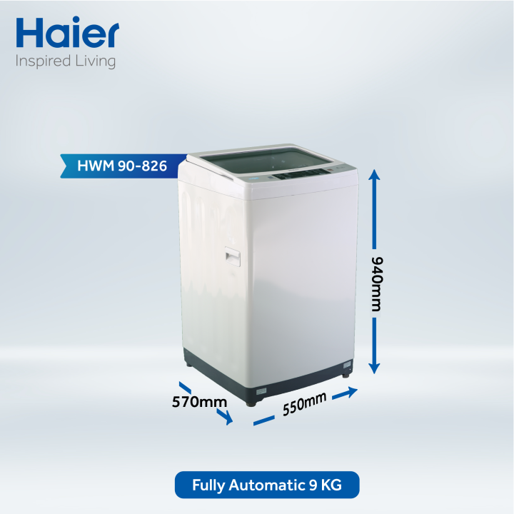 Haier Fully Automatic Washing Machine HWM 90-826 9 KG Capacity Top Load Quick Wash Series With 10 Years Official Warranty