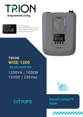 Trion Wise 1200 Solar Inverter UPS 1.0 KVA 12V DC (1000) Watt ( Solar 660W ) Solar Charge Current 2 Year Brand Warranty