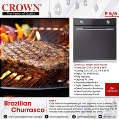 Crown Built-In Oven B4-FGE23E3TIX  73 Litre Digital Gas & Electric 1 Year Brand Warranty