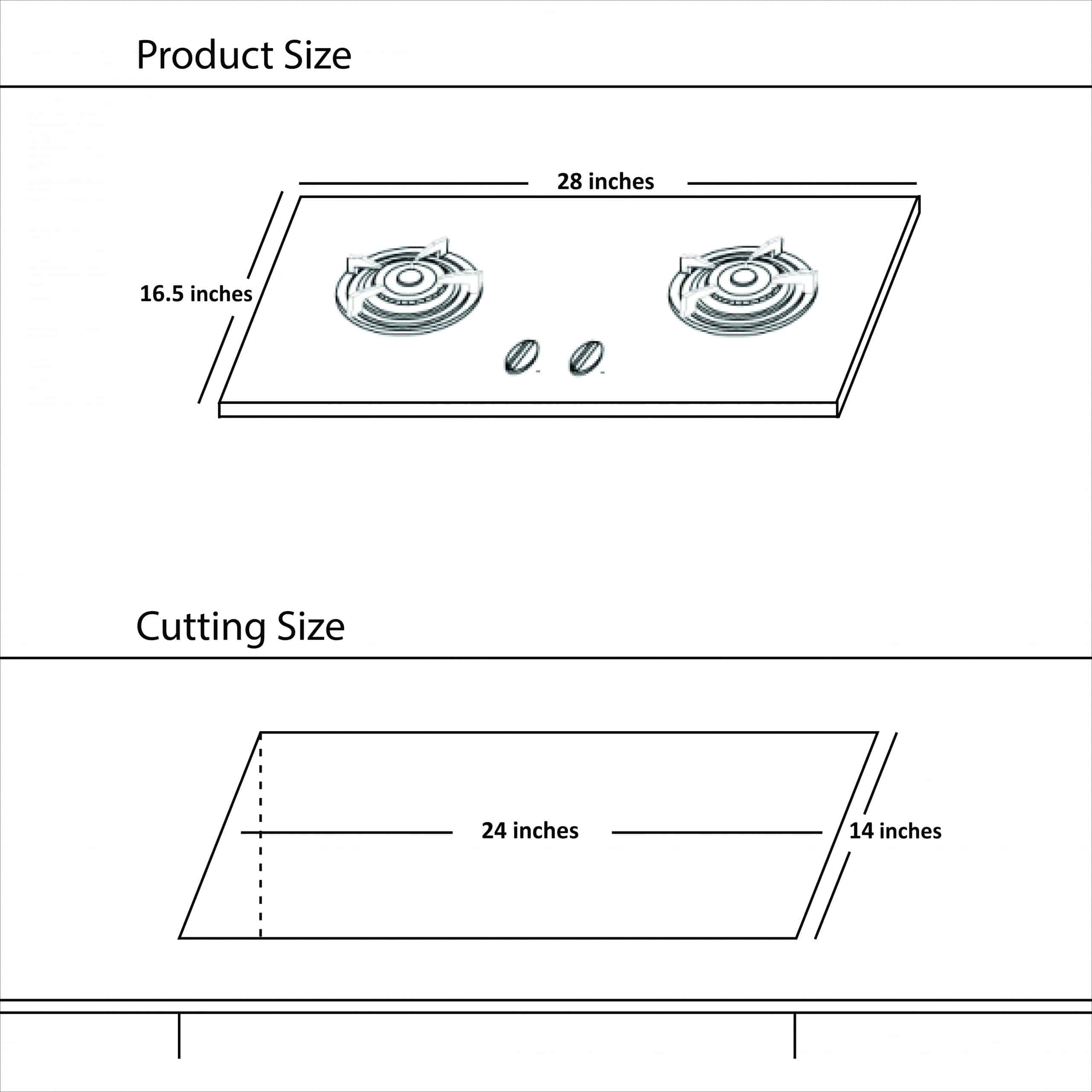 Hanco Built in Hob (Model 410) - Brass Burner - Tempered Glass - Auto Ignition Stove 1 Year Brand Warranty