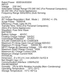 ZIEWNIC Inverter UPS 8.5 KVA 5G PREMIUM (8500-48V) On Grid 5 Years Brand Warranty